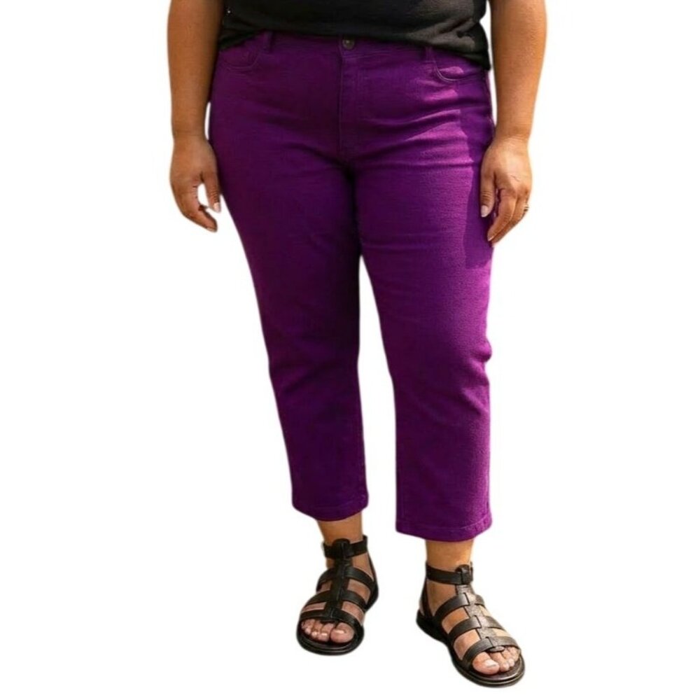 Elite Jeans Size 19/20 Pants Purple Cropped Tapered Comfortable Stretch Stylish